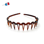 Serre tête ondulé à dents made in France marron
