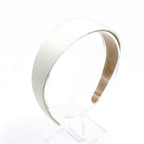Serre-tête largeur 4cm satin rayure blanc