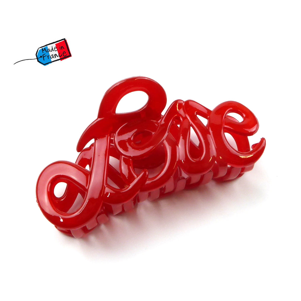 Pince cheveux "Love" 8.5cm, accessoire cheveux Fabrication française