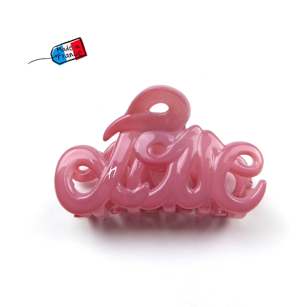 Petite pince cheveux "Love" Made in France 5.5cm, accessoire cheveux - rose