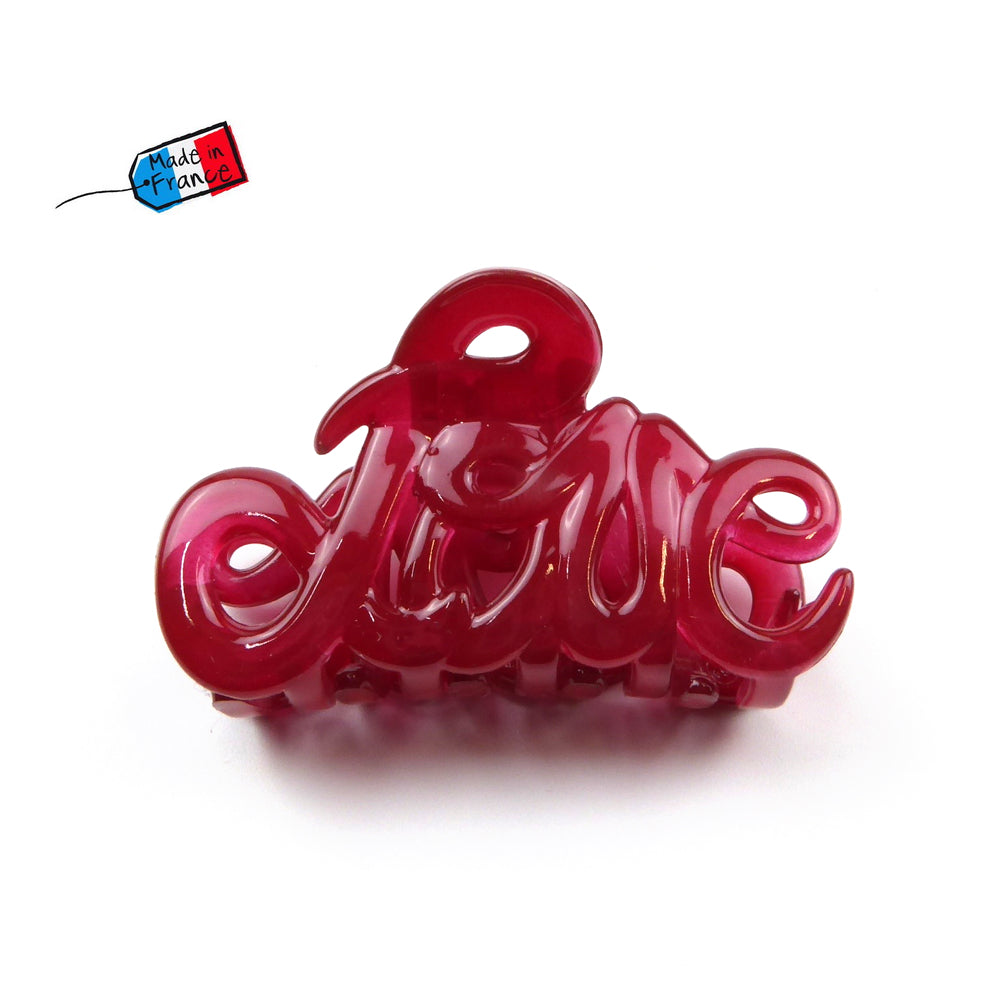 Petite pince cheveux "Love" Made in France 5.5cm, accessoire cheveux - rouge foncé