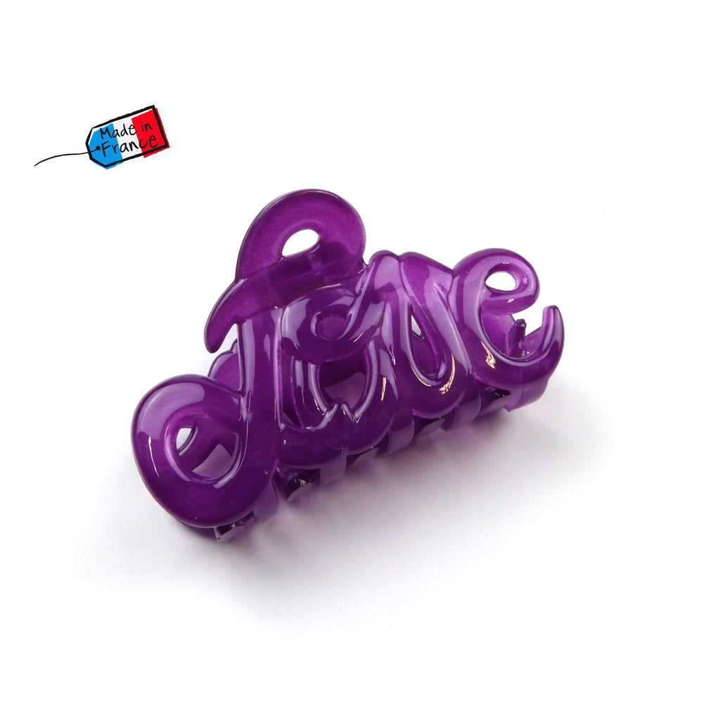 Petite pince cheveux "Love" Made in France 5.5cm, accessoire cheveux - violet