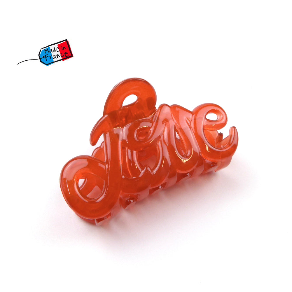Petite pince cheveux "Love" 5.5cm, accessoire cheveux Fabrication française corail