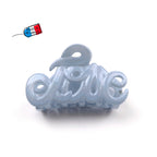 Petite pince cheveux "Love" Made in France 5.5cm en acétate de celluloïd - bleu ciel