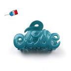 Petite pince cheveux "Love" Made in France 5.5cm en acétate de celluloïd - turquoise