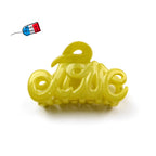 Petite pince cheveux "Love" 5.5cm, accessoire cheveux Fabrication française - jaune