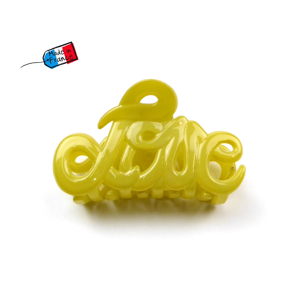 Petite pince cheveux "Love" 5.5cm, accessoire cheveux Fabrication française - jaune