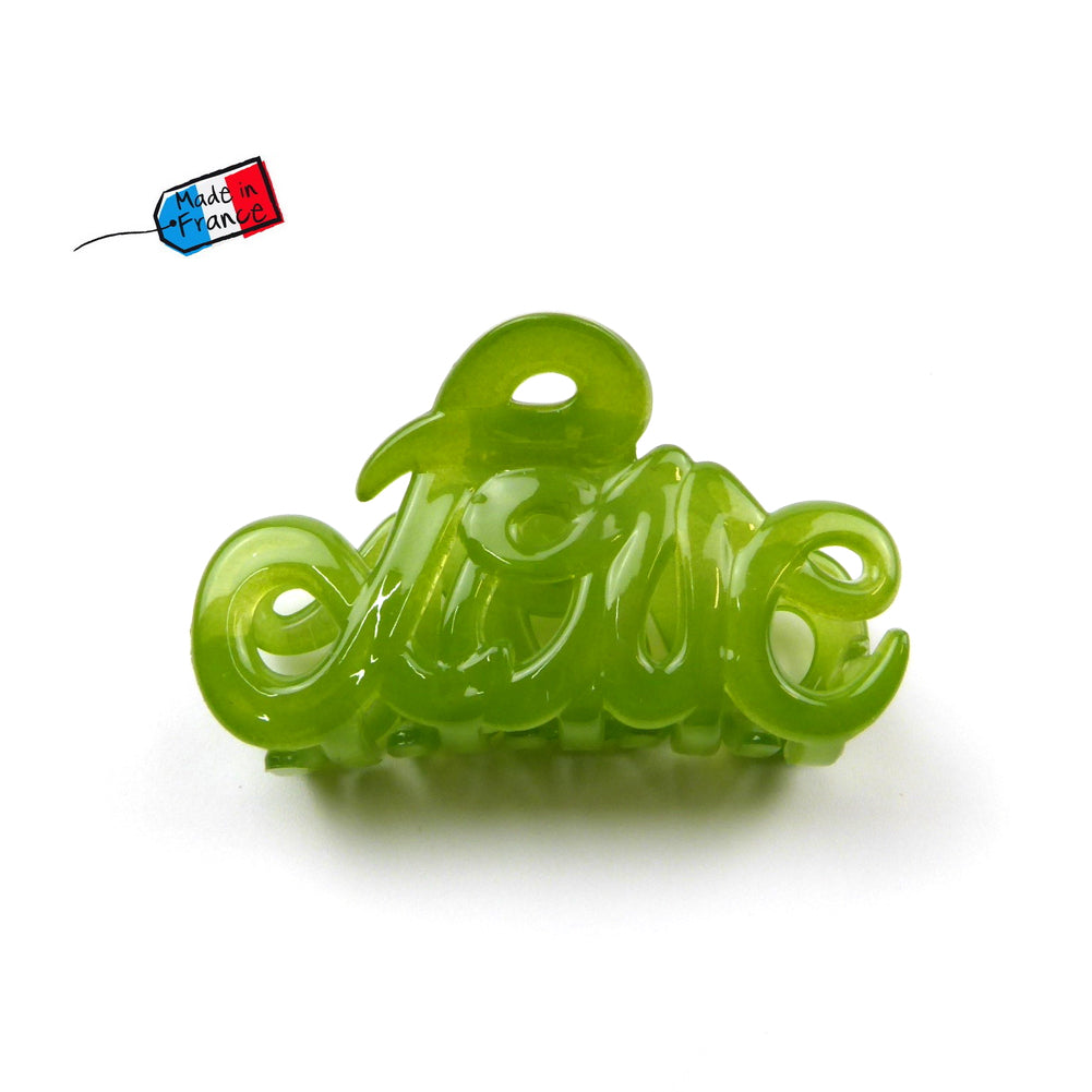 Petite pince cheveux "Love" 5.5cm, accessoire cheveux Fabrication française - vert