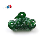 Petite pince cheveux "Love" 5.5cm, accessoire cheveux Fabrication française - vert émeraude