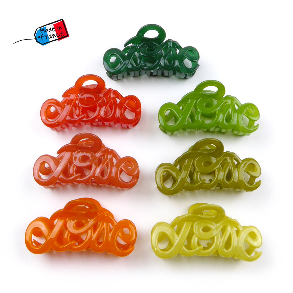 Pince cheveux "Love"  en acétate de celluloïd Made in France 8.5cm - ShuShu