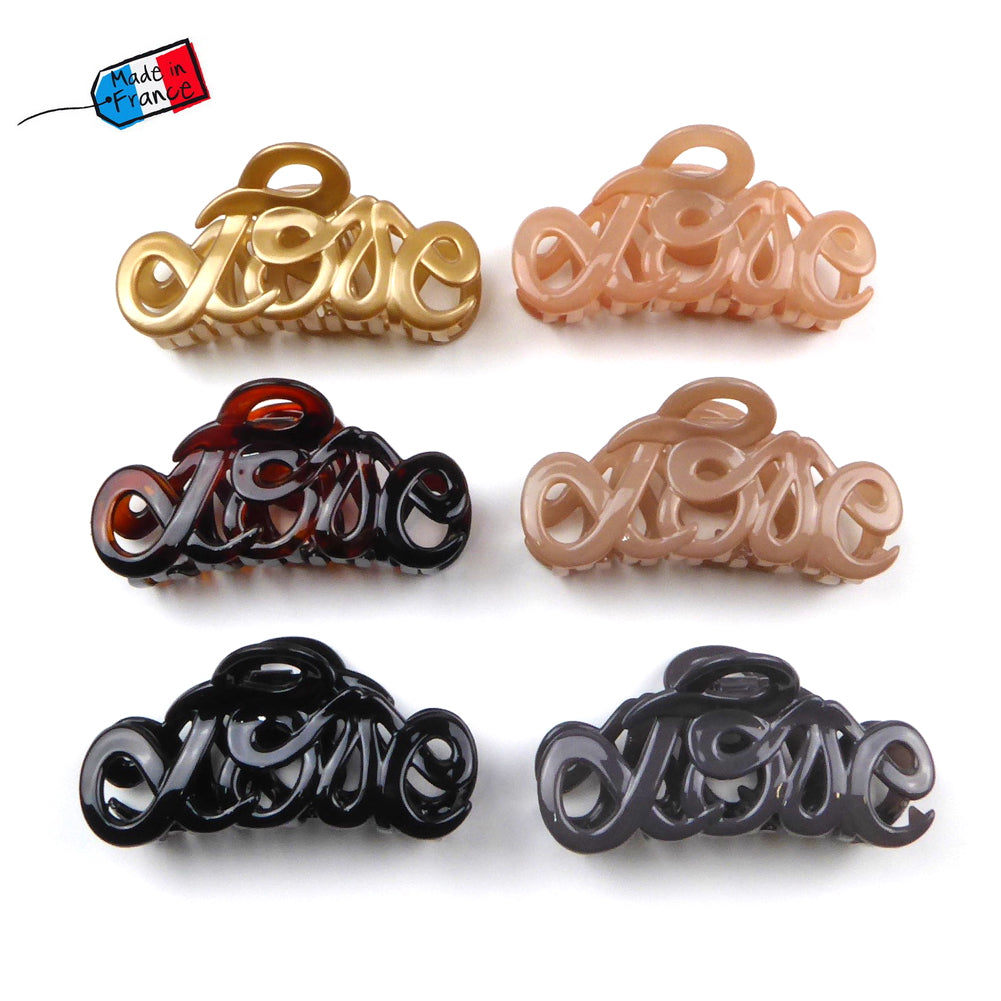 Pince cheveux "Love" en Acétate de celluloïd Made in France 8.5cm