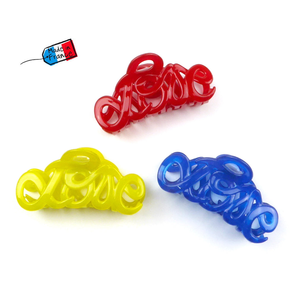 Pince cheveux "Love" 8.5cm, accessoire cheveux Fabrication française