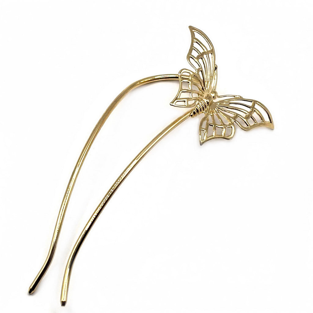 Pic à cheveux métal papillon 12 cm