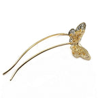 Pic à chignon double papillon filigrane 12cm – Doré 