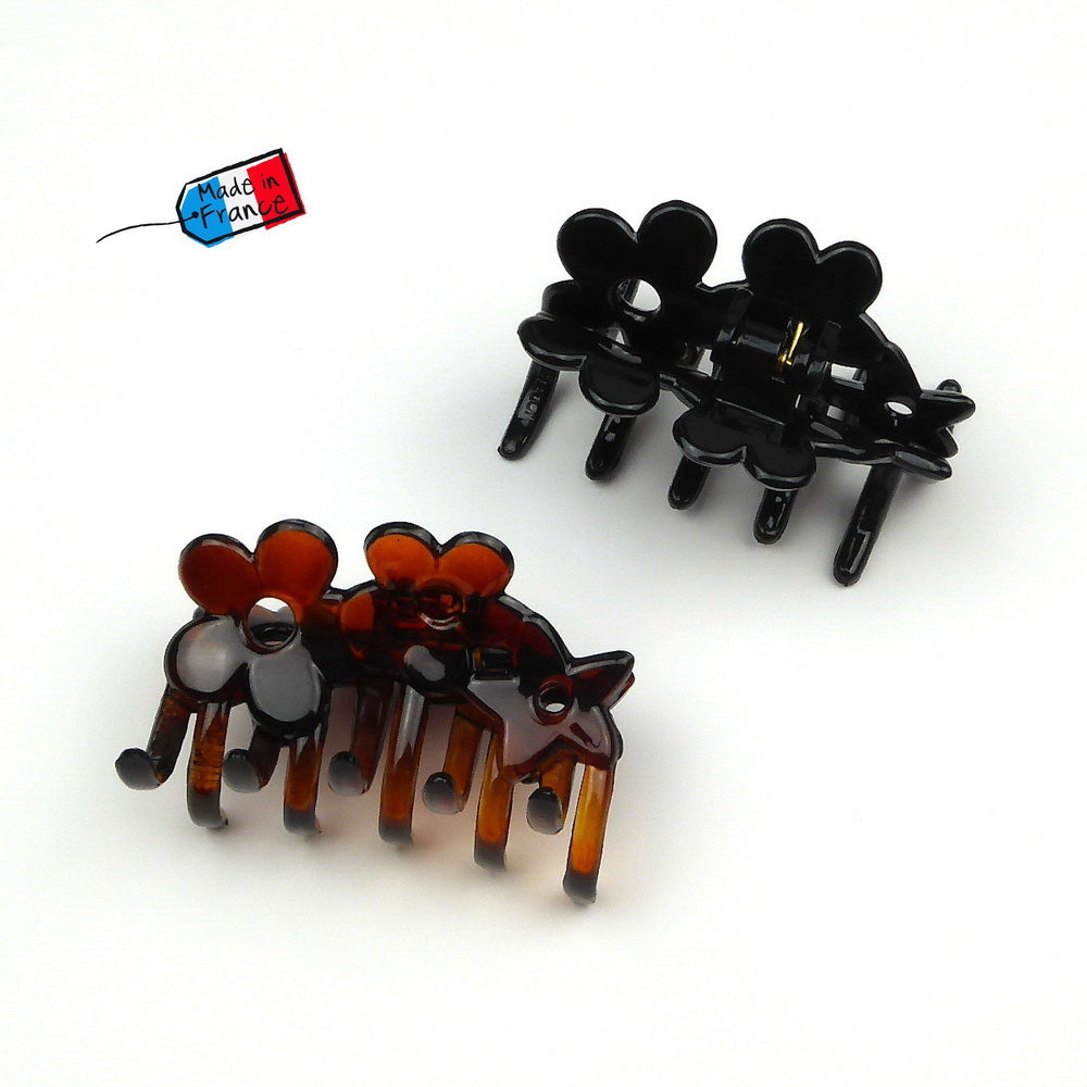 Pince cheveux motif fleur 6cm, made in France