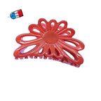 Pince à cheveux fleur 8cm Saumon – Made in France 