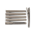 10 Pinces cheveux crocodile plat en métal 6cmx0.5cm argent