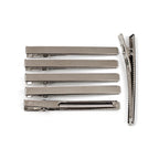 10 Pinces cheveux crocodile plat en métal 6cmx0.5cm argent