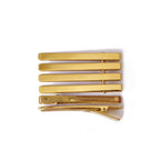 10 Pinces cheveux crocodile plat en métal 6cmx0.5cm or