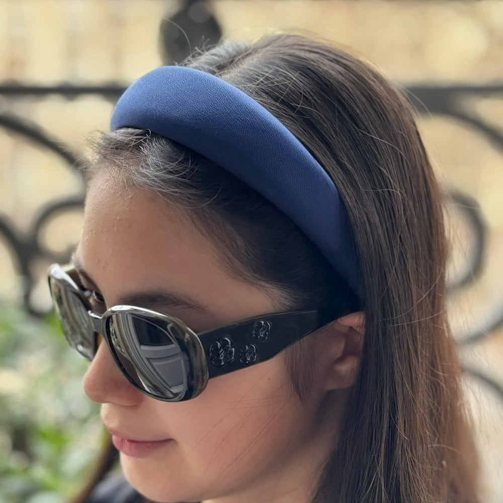 Serre-tête bandeau satin marine