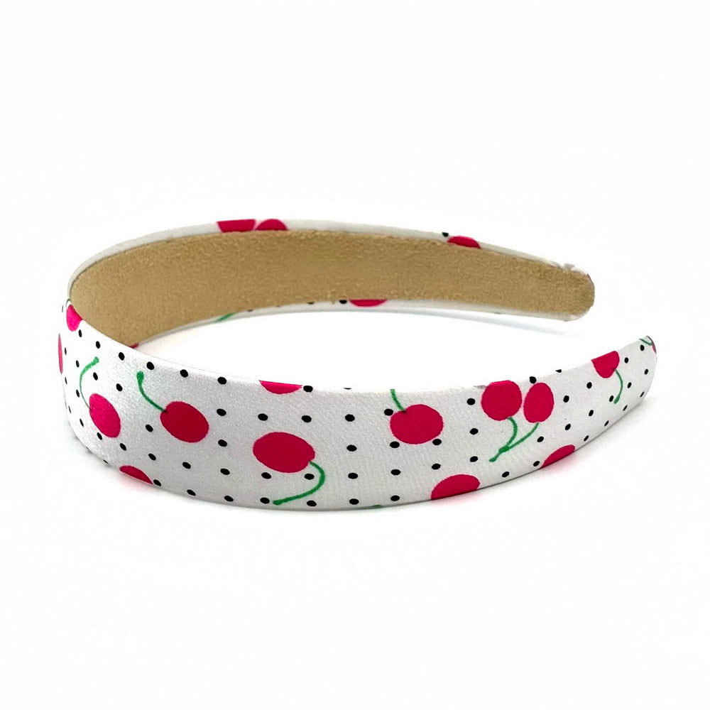 Serre-tête cheveux satin cerise