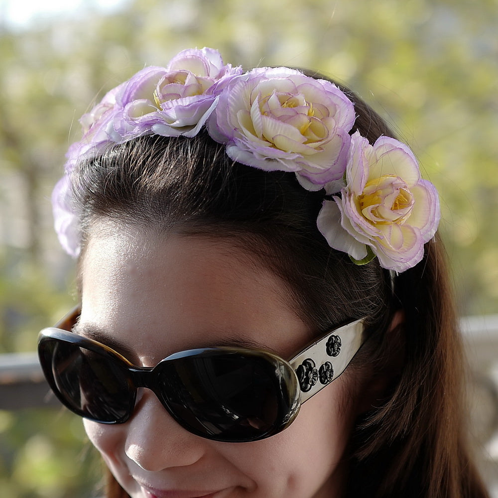 Serre-tête couronne fleurs mauve