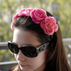 Serre-tête couronne fleurs rose