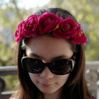 Serre-tête couronne fleurs rouge
