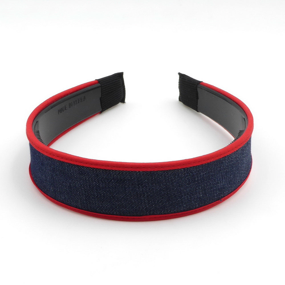 Serre-tête denim avec liseret rouge
