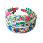 Serre-tête fleur 2.5cm bleu, rose, vert