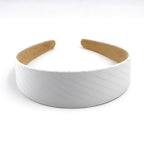 Serre-tête largeur 4cm satin rayure blanc
