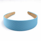 Serre-tête largeur 4cm satin rayure bleu