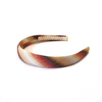 Serre-tête lin rayure brun 2.5cm