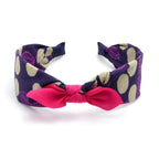 Serre-tête noeud motif pois - fuschia 