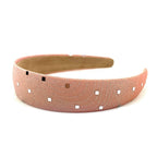 Serre-tête satin lamé brillant rose poudré
