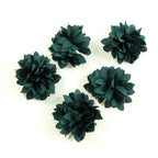 5 petites fleurs en tissu satiné 45mm cousues à la main vert foncé - ShuShu