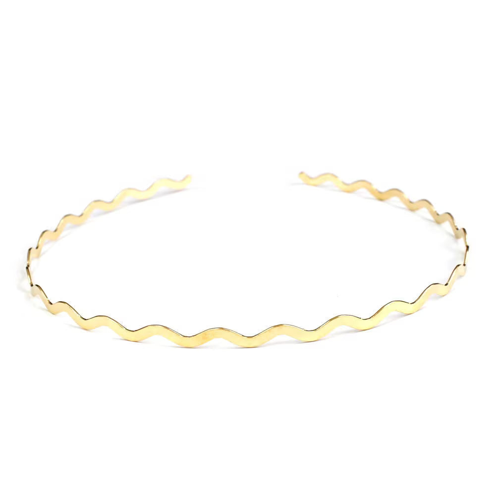 Serre-tête fin en métal ondulé doré, accessoire cheveux