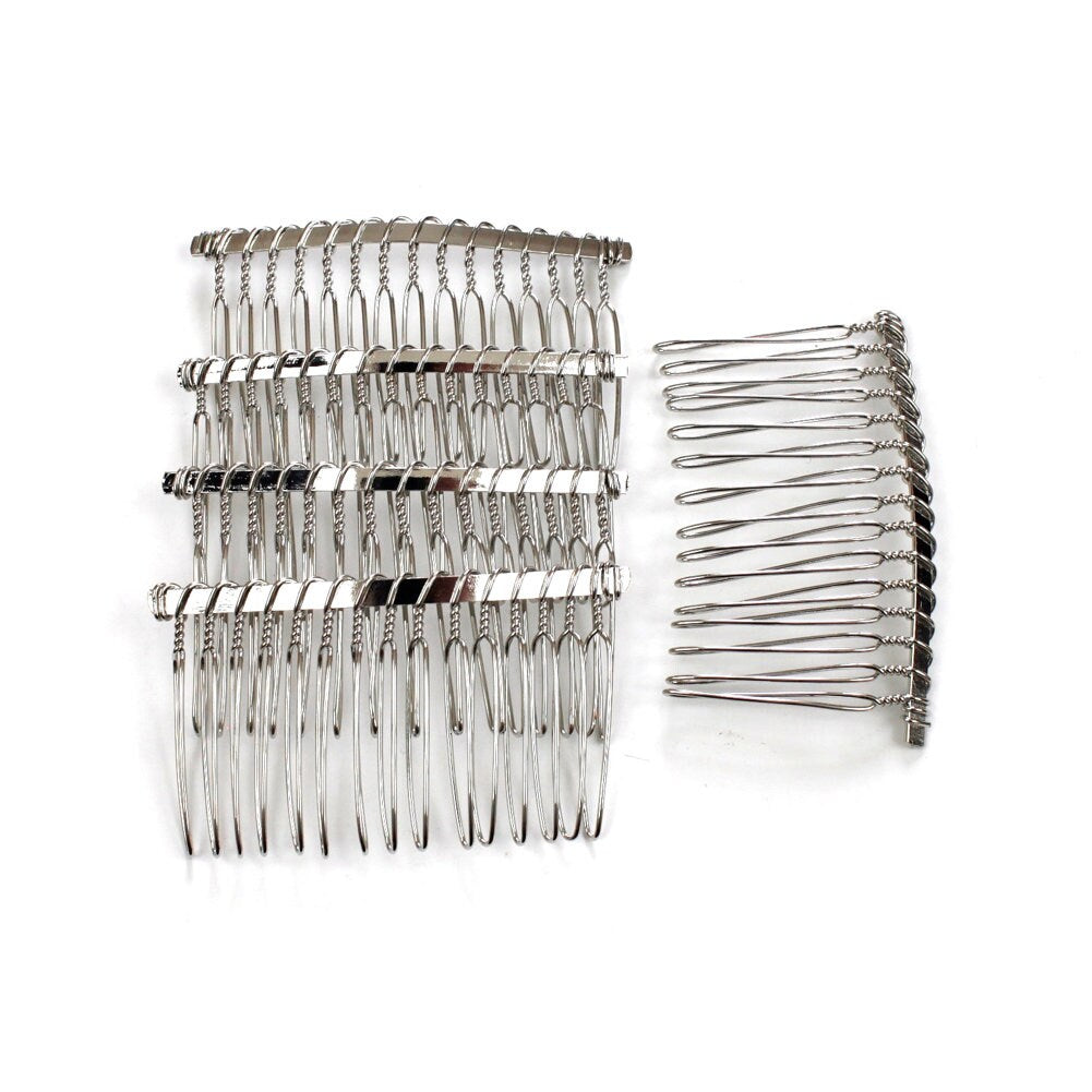 Lot de 10 peignes de côté en métal 15 dents 6cm