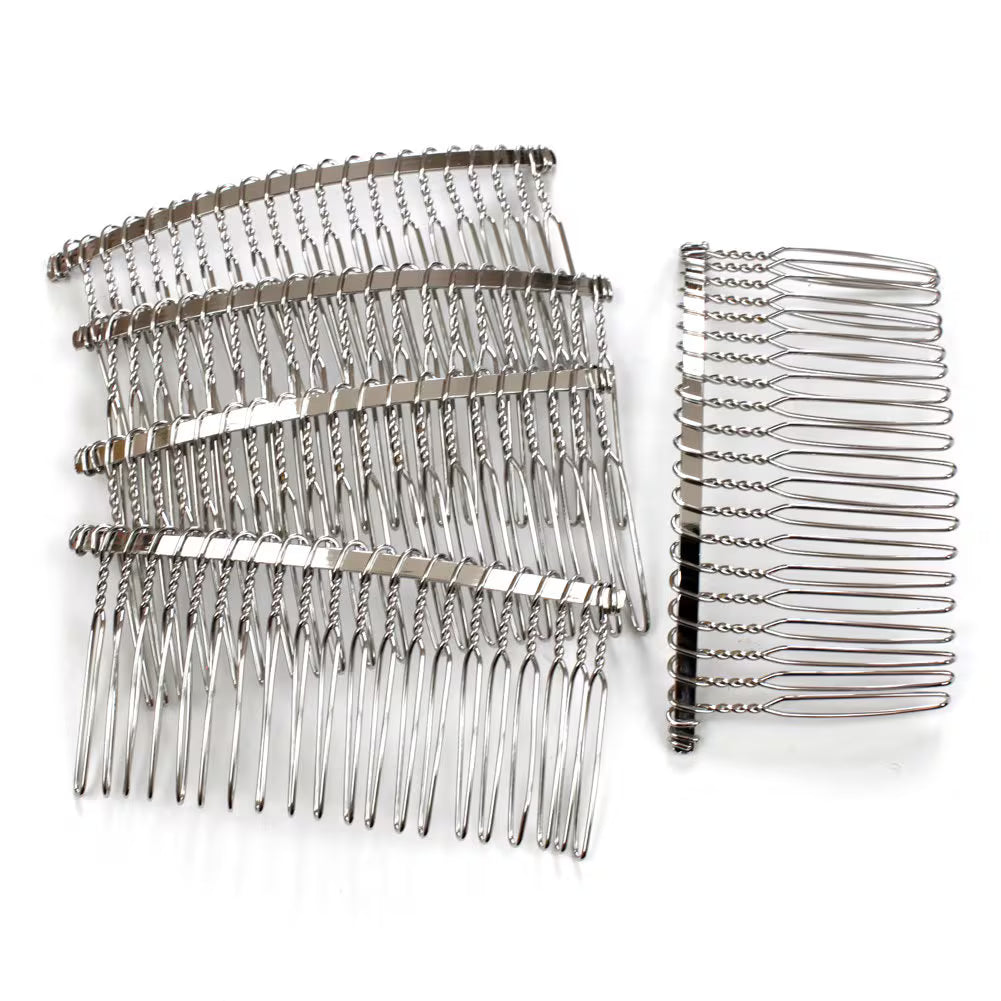 Lot de 10 peignes de côté en métal 20 dents 8cm
