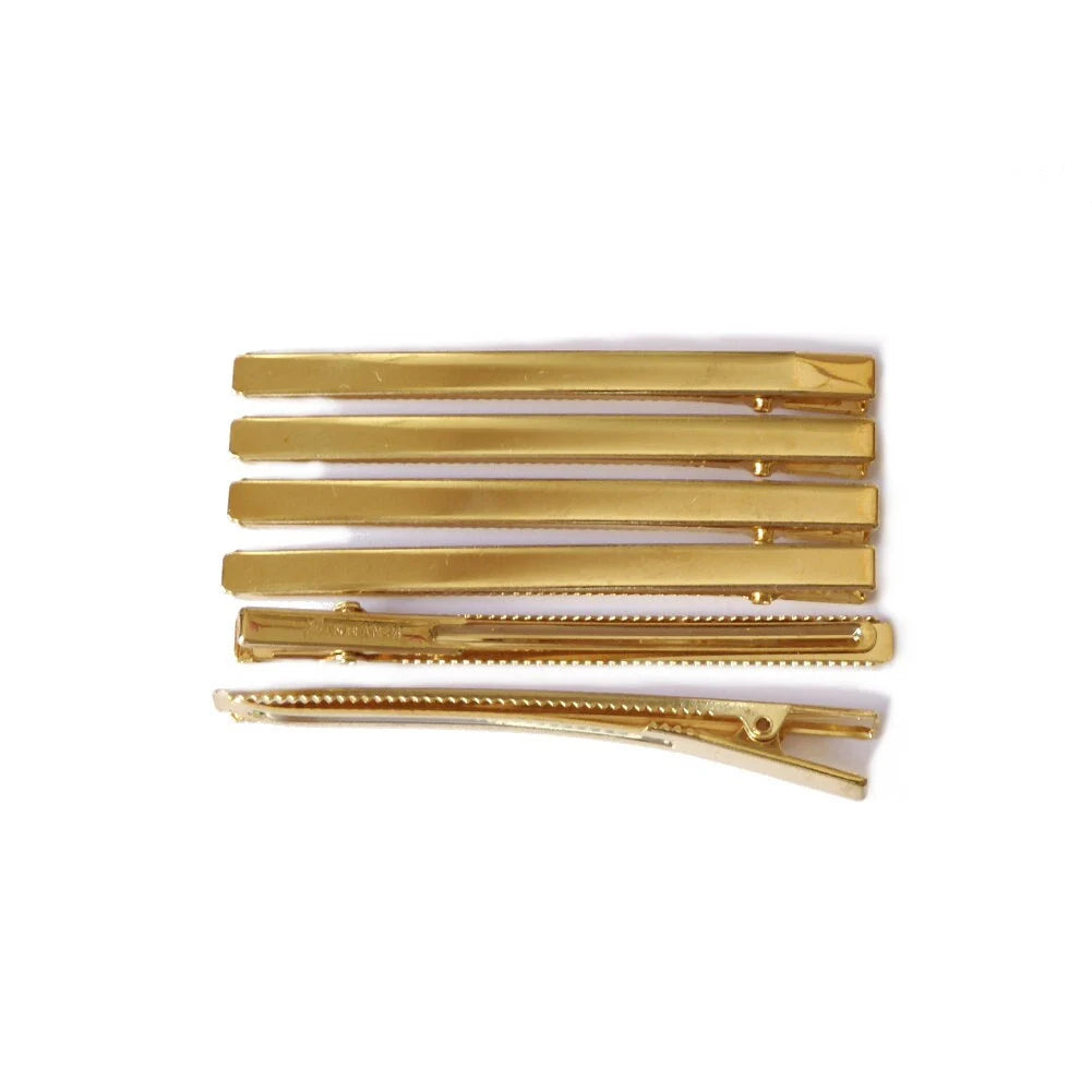 10 Pinces cheveux crocodile plat en métal 8cmx0.5cm