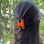 Petite pince cheveux "Love" 5.5cm, accessoire cheveux Fabrication française - orange vif