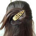 Pince cheveux crocodile fantaisie en métal doré 8cm, lot de 2pcs