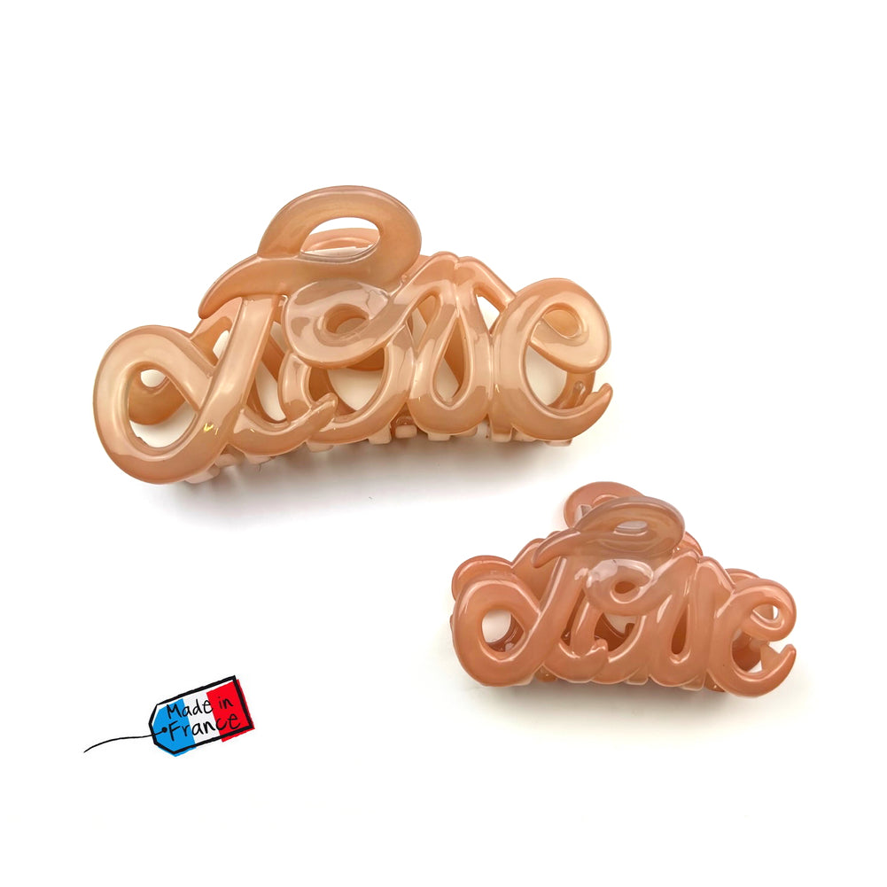 Pince cheveux "Love" en acétate de celluloïd 8.5cm, accessoire cheveux Fabrication française