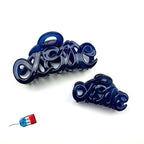 Petite pince cheveux "Love" Made in France 5.5cm en acétate de celluloïd - marine